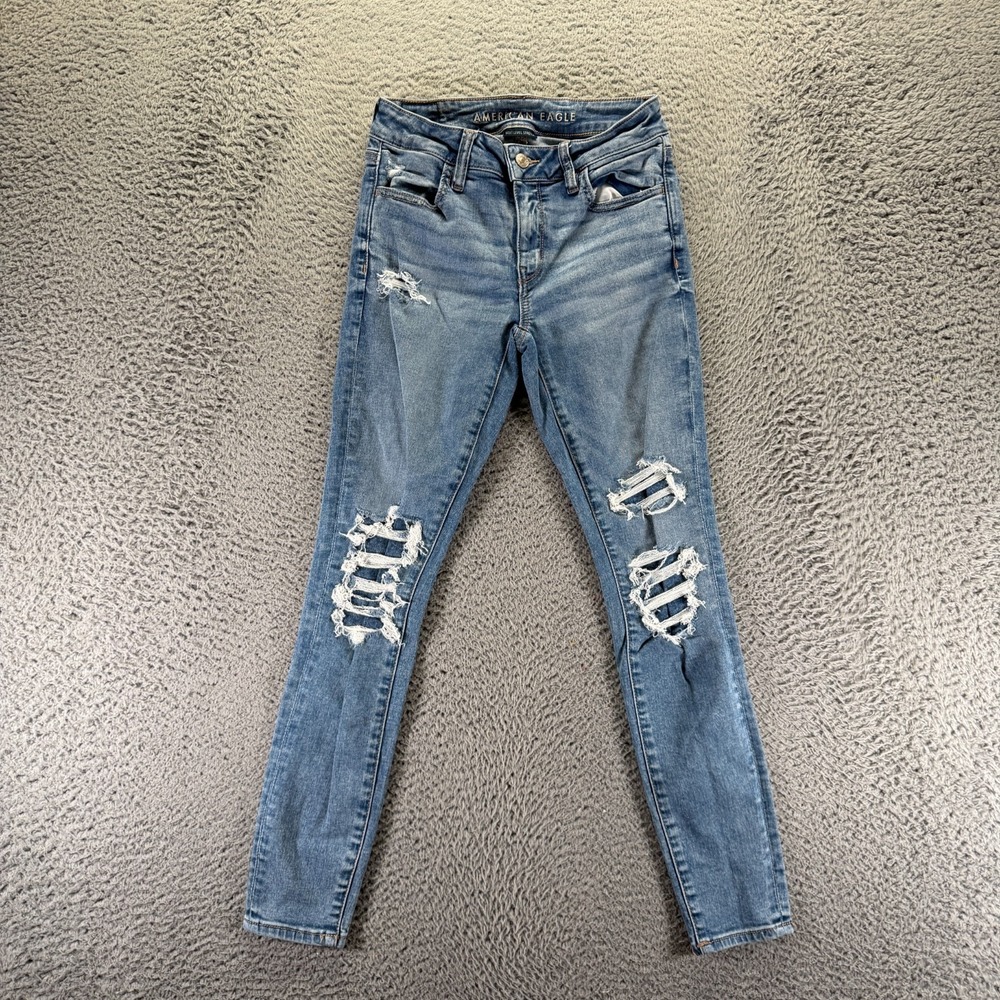 American Eagle Outfitters Next Level Jeans Womens 2‎ Blue Denim Jegging Stretch